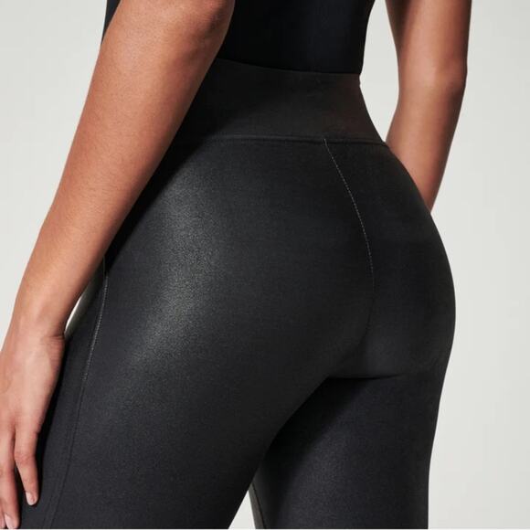 Spanx Spanxshape Faux Leather Like Pull On Leggings Black Pants Women’s Large - Picture 2 of 11